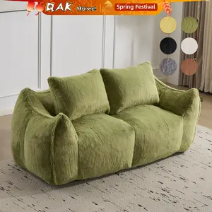 QAK 75.2” Giant Bean Bag Couch for Adults, Ultra Soft Fluffy Loveseat Bean Bag Sofa, Oversized Chase Lounge Chair Indoor for Living Room Bedroom, No Assembly Required Cozy Reading Chair with Pillows