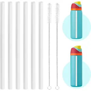 Straw Replacement Compatible with  Water Bottle 24 oz,32 oz - Accessories Set Include 6 Pack  Straws,2 Pack Cleaning Brushes
