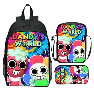 2026 New Printed Dandy's World Three-piece Set School Bag Cartoon Backpack Shoulder Bag Pen Case