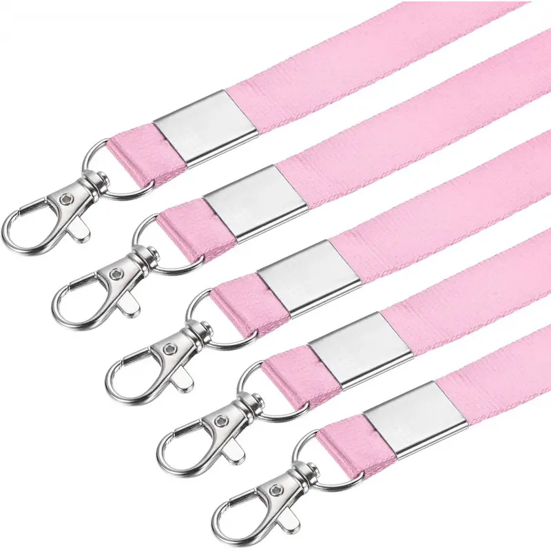 Neck Lanyards, Flat Strap Lanyard Swivel Hook Clip for Name Tag Badge Holder ID Card, Pink Pack of 5, Lanyards With Id Holder