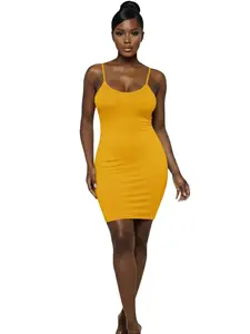 Solid Spaghetti Strap Bodycon Mini Dress