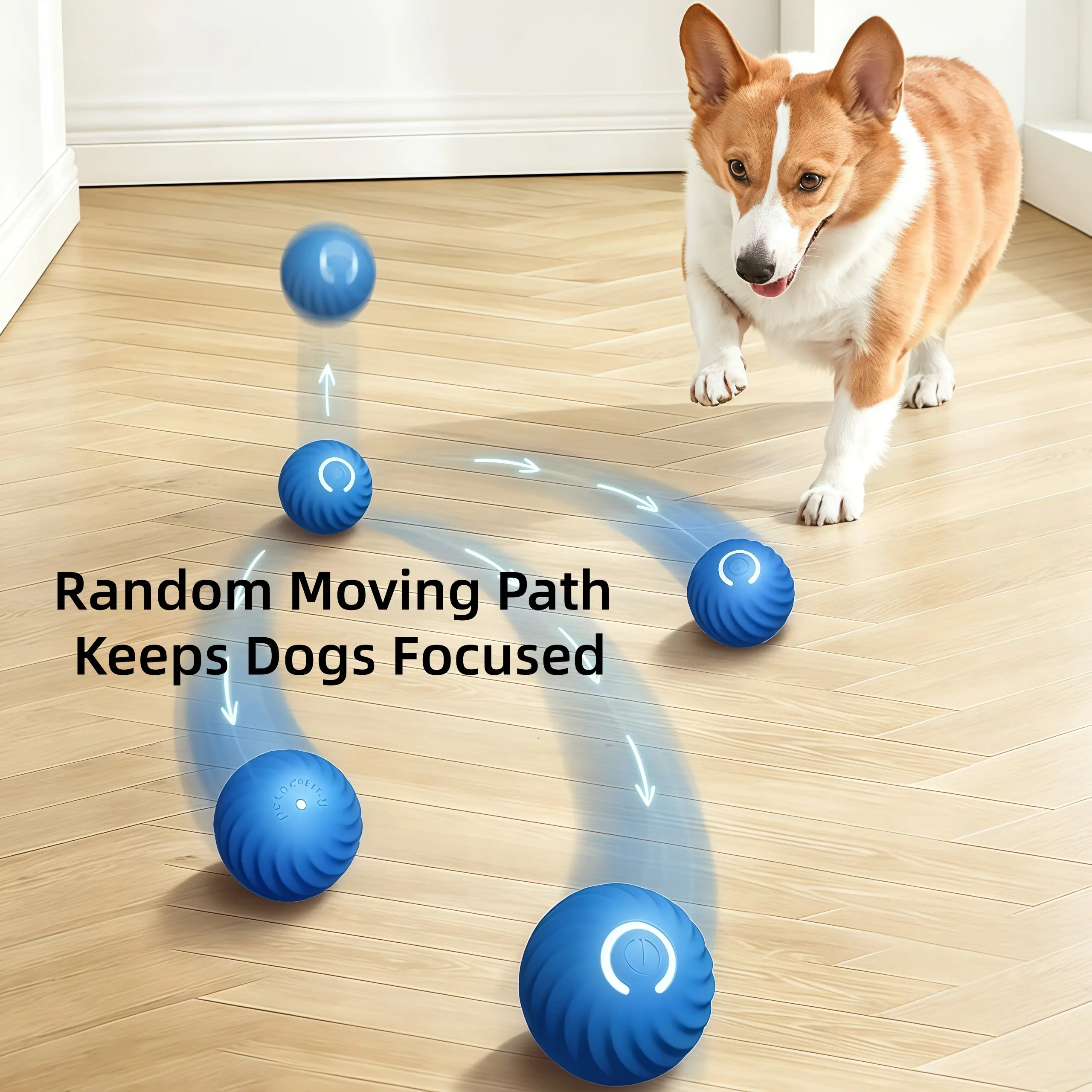 Automatic Bouncing Rotating Smart Dog Ball, E-TPU Chew Resistant Interactive Pet Toy, USB Rechargeable with 2 Adjustable Modes, Indoor Anti Boredom Training Toy for Small Medium Dogs & Puppies, Interactive Toy, Mental Stimulation