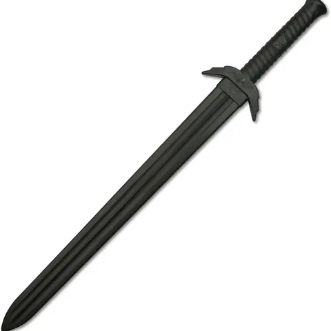 Men's Martial Arts Replica Sword - Durable Black Polypropylene, Balanced Design, Twisted Spiral Rounded Handle, Enhanced Grip/Control, Rounded Tip, Self-Defense Training Equipment, Replica Sword Costume Accessories for Anime Katana Cosplay