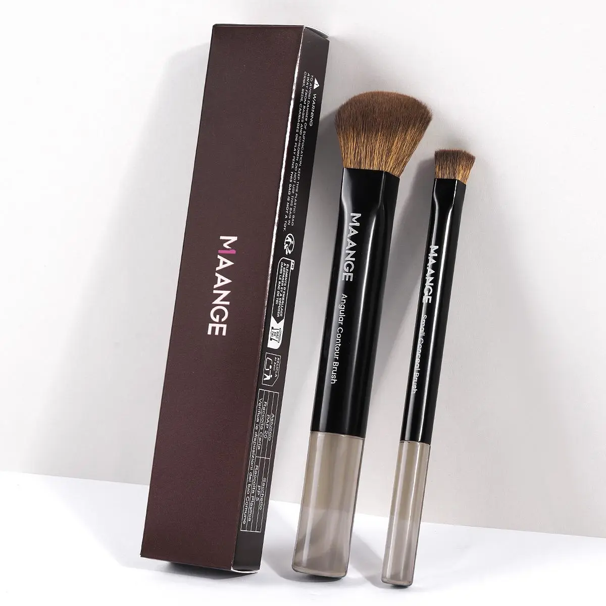 Makeup Brush Set, Angled Contour Brush & Small Concealer Brush, Professional Makeup Tools for Women