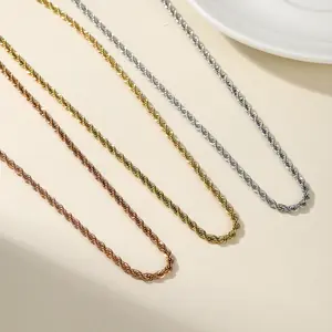 Personalized Twist chain Necklaces Are Available For Wholesale In Stainless Steel With 18K Gold Plating.