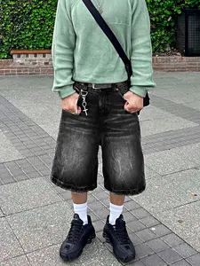 Men's Vintage Denim Shorts, Style, Emo Fashion, Comfortable Loose Fit, Casual Daily Wear, Trendy Men's Clothing