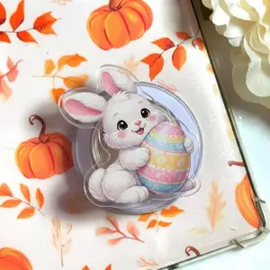 Cute Baby Bunny Holding Pastel Easter Egg MagSafe Phone Grip – Magnetic Pop Socket & Kickstand – Easter Gift