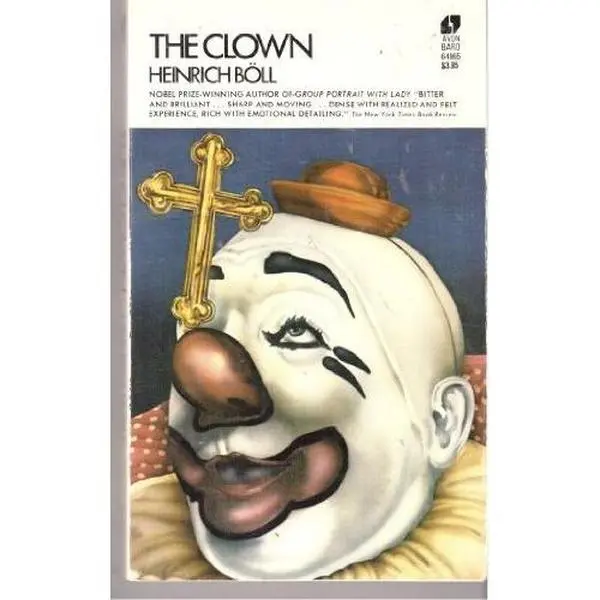 Used Literature Book - Heinrich Böll's The Clown Novel, English Text Fiction Book for Reading, Features Despairing Artist Hans Schneir & Pantomime Scenes, 0.33 lb