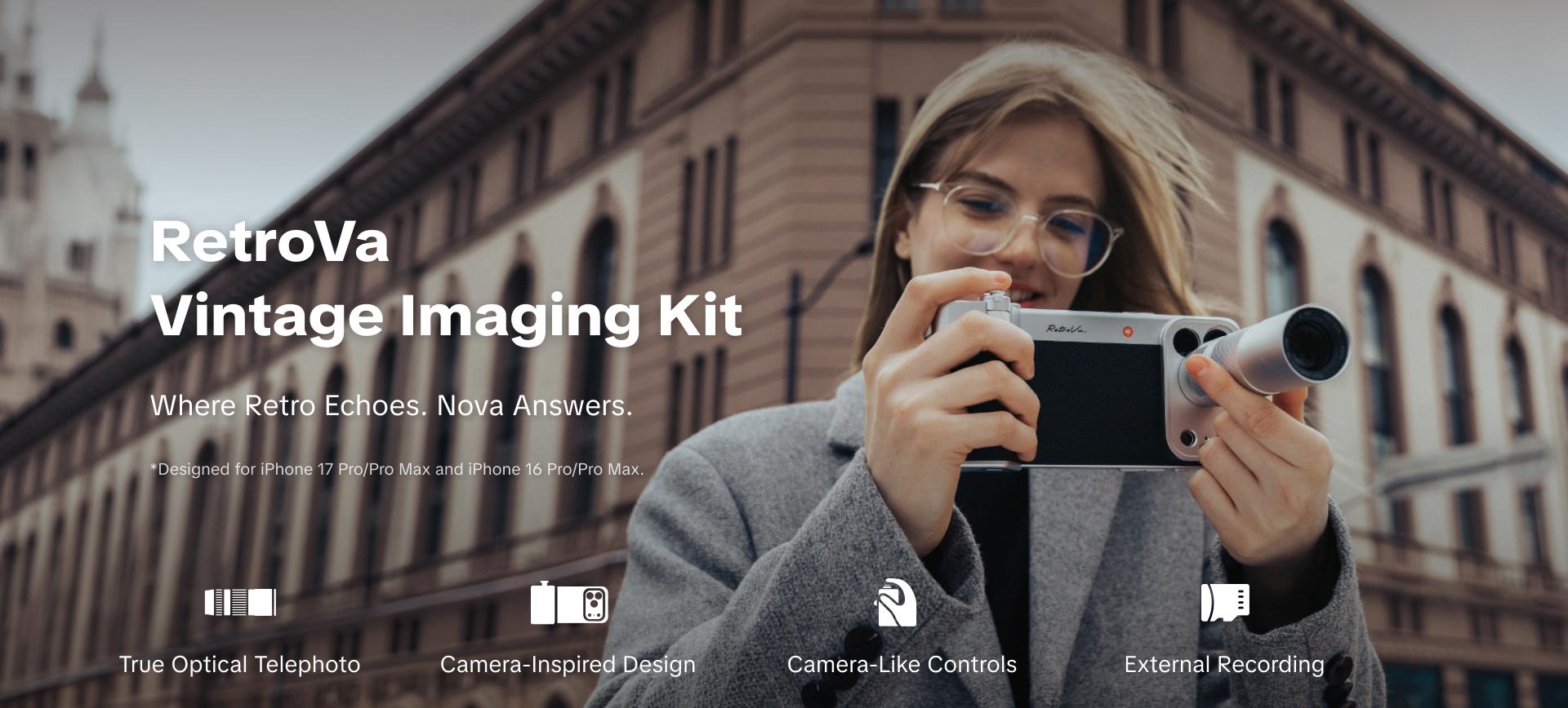 PGYTECH RetroVa Grip Kit for iPhone 17 Pro, Vintage Leather-Style Phone Case with Camera Grip, External MicroSD Recording, Bluetooth Remote Control for Photography/Daily Vloggers/Travel