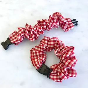 Gingham Red Buckle Scrunchie - No Snagging No Tangles