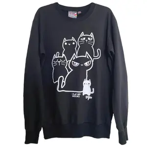 NewBreed Girl I F***IN LIKE CATS OK Long Sleeve Pull Over Sweat Top Cotton Fabric