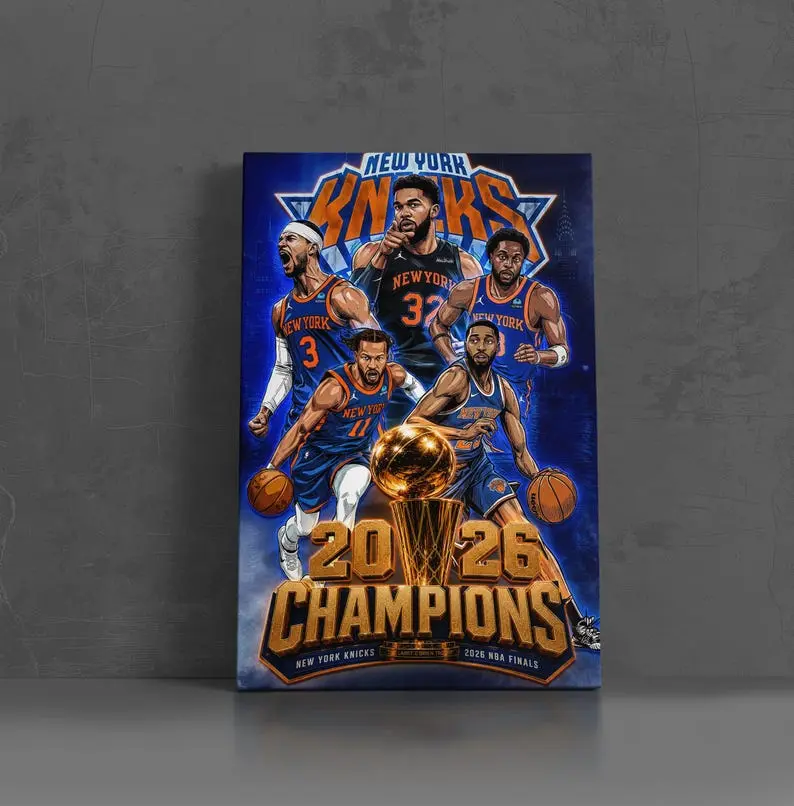 [Unframed] New York Knicks Poster 2025-26 NBA Champions Basketball  Sports Home Decor Q371 Birthday Gift
