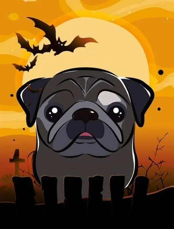 Halloween Black Pug Flag Garden Size