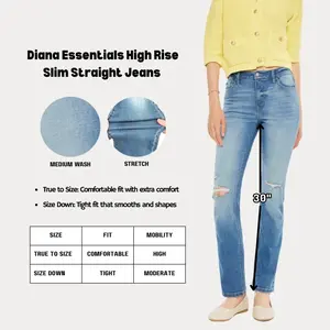 KANCAN - Diana Essentials Women's High Rise Slim Straight Comfy and Structured Jeans