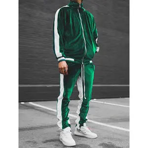 [Velour Tracksuit Set] 2pcs Men's Velour Tracksuit - Full Zip Casual Jackets Pants Set - Athletic Workout Sweatsuit