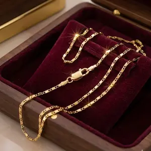 Italian 18K gold-plated Punk chain, double chain for men and women, suitable for everyday wear, birthday gifts, and holidays.