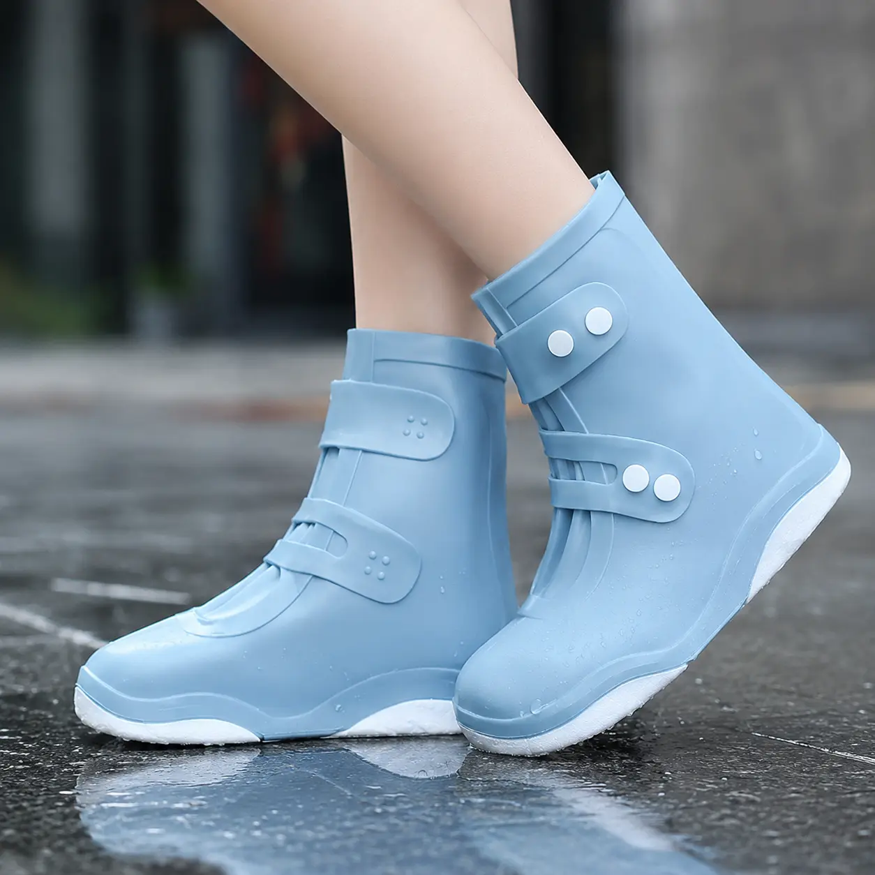 Outdoor Reusable Silicone Waterproof Shoe Covers, Anti-Slip & Wear-Resistant Rain Boot Covers for Adults, Foldable Portable Overshoes for Men & Women