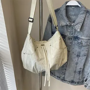 Zipper Solid Nylon Women's Handbags 2026 High Quality Sewing Thread Bags for Women Casual Interior Compartment Crossbody Bags