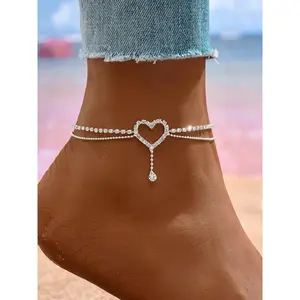Simple Heart Design Anklet, Fashionable Jewelry for Women & Girls, Trendy All-match & Exquisite Jewelry for Birthday Gift, Dainty Layered Anklet