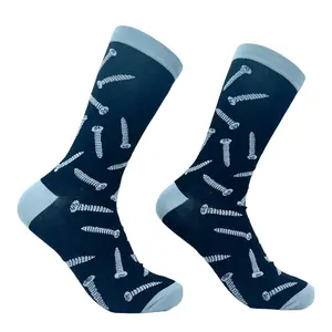 Men's Screw It Socks Funny Hardware Handy Screws Novelty Joke Footwear Funny Graphic Socks Comfortable Fitted Spandex Cotton