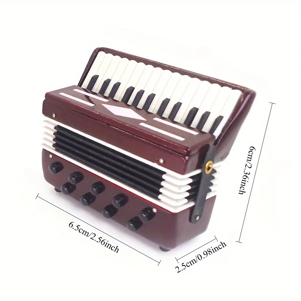 1:12 Scale Miniature Accordion Decorative Dollhouse Toy - Mini Keyboard Percussion Instrument for Collectors, Dollhouse Display & Home Decoration (No Sound, Realistic Details)