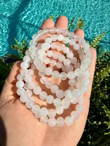 Natural Chalcedony 8mm Beaded Stretch Bracelet
