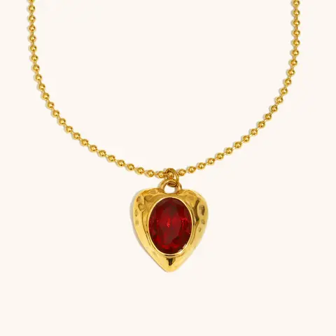 The Ruby Lane Statement Necklace, Ruby Red, Tarnish-Proof Giftable Luxury Look Costume Jewelry, Statement Piece