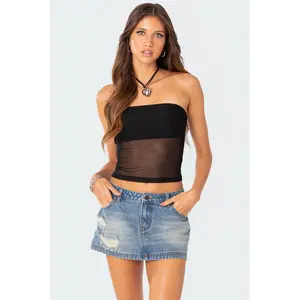 Celestia Sheer Mesh Tube Top Celestia Sheer Mesh Tube Top