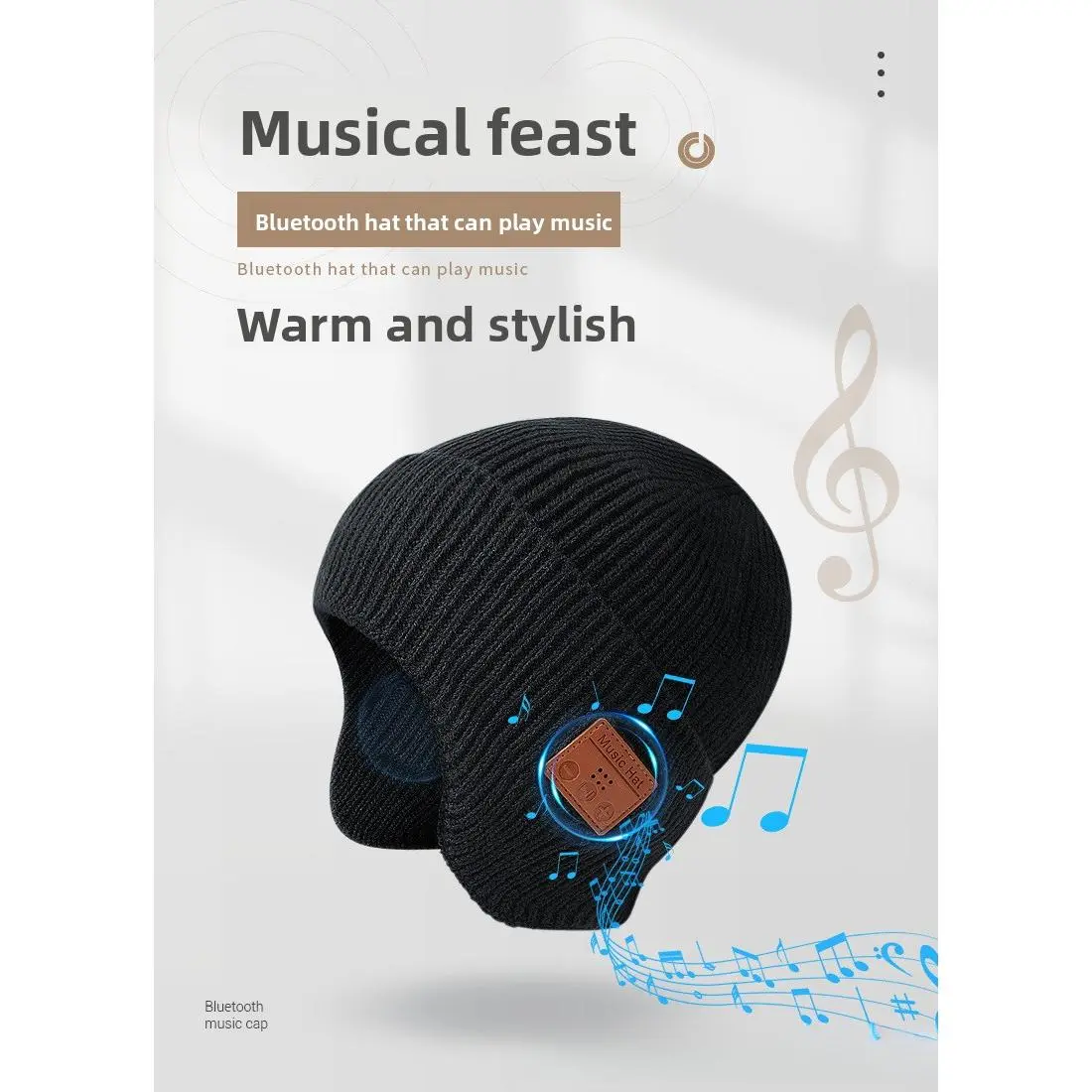 Unisex Acrylic Ear-Warming LED Beanie - Built-in Bluetooth Headphones, Luminous, Music Playback, Sound Function for Outdoor Sports & Daily Warm Accessory