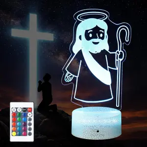 Night Light Nativity Scene Bedside Lamp 16 Colors with Remote Timer, Easter Christian Baptism Gifts Religious Sunday School Catholic Decor for Adults