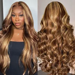 BGMgirl Brown Highlight Body Wave 6*4 Wear Go Glueless 180% Density Pre Plucked Pre Cut Lace Closure Wig Colored Human Hair Wig TikTokShopBlackFriday