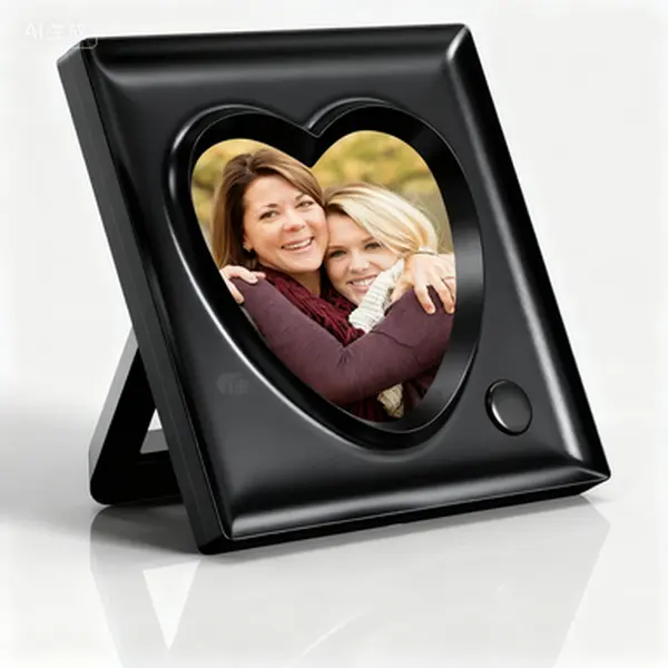 Custom Voice Photo Frame 3.9x3.9 Inch Heart Shape, Recordable Digital Picture Frame with 20-Second Playback, Tabletop Desktop Display for Home Office Decor, Unique Gift for Anniversary and Graduation