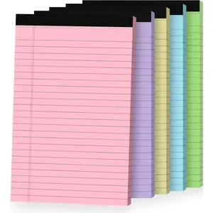 5 Pack 5 x 8 Inch College Ruled Notepads Colored Writing Pads with Perforated Pages, 30 Sheets Each, Small Legal Memo Notebooks for Notes, Messages, School, Office, Home, Meetings & Everyday Writing
