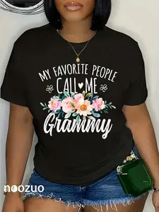 100% Cotton My Favorite People Call Me Grammy Floral Birthday Grammy T-Shirt