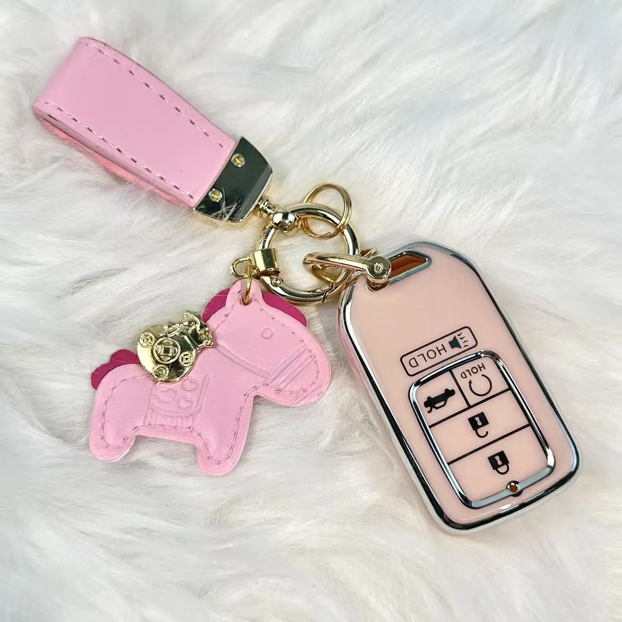 TPU 5-Button Smart Key Cover for Honda Accord,Civic,CRV,Pilot,Passport,Insight - Bling Keychain Protector Shell, Car Key Accessory, Women’s Automotive Accessory, Key Covers For Car Keys