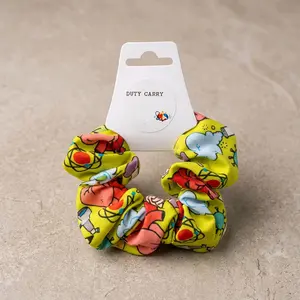 Duty Carry Satin Scrunchies - Vibrant Cartoon Print Hair Ties for Stylish Everyday Use