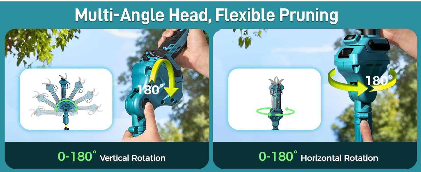 GEVEELIFE 2-in-1 Electric Pruning Shears Cordless, 1.6" Cutting Diameter, Electric Tree Pruner with 12.8Ft Reach Extension Pole, 2×4.0Ah Battery Powered Pole Pruner for Tree Trimming