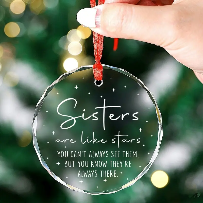 Sisters Like Stars Glass Pendant Ornament, Sister Bond Tribute with Star Design, Sisterhood Appreciation Gift, Non-Electric Hanging Keepsake to Honor Sibling Connection