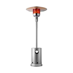 VEVOR Patio Heater for Outdoor Use,  50000BTU Propane Heater Tall Hammered With Round Table Design, Metal Burner and Wheels, Fixed Outdoor Patio Flame Heater for Patio, Party, Backyard, Garden, Silver