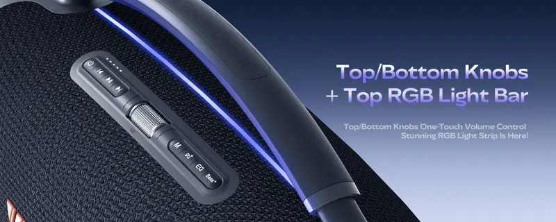 YEAHBOX Ultra 320 High-Power Ultra-Portable Bluetooth Bass Speaker - 300W Rated/500W Peak Power, True 3-Way 5-Driver System, 6×9in Racetrack Woofer, Dual Radiators, RGB Lights, IP65 Rated, Multi-Input (USB, HDMI ARC, Cells), Deep Controlled Bass Impact