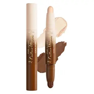 1pcs Creamy Dual-Ended Highlighter and Contour Stick, Long-Lasting, Smooth Texture, Natural Finish, Portable, Suitable for All Skin Types
