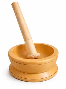 Table Top Fufu Mortar and Pestle - Sturdy Hardwood Construction, Compact & Table-Friendly Size, Smooth Finish, Traditional Design, Perfect for Traditional Meals