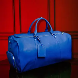 Royal Blue Leather Duffle Bag
