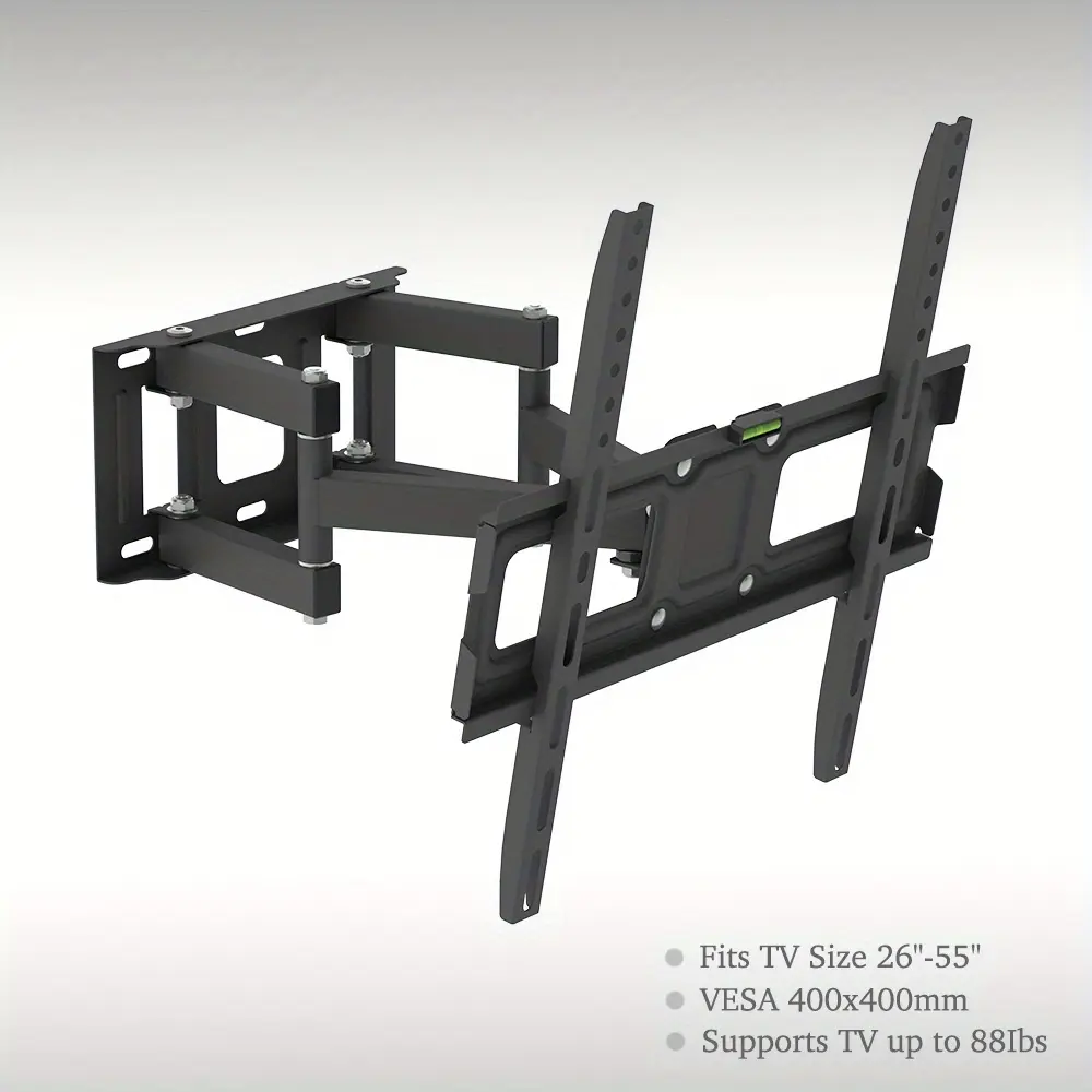 26-55 Inch Double Pendulum Large Base TV Stand TMDS-105 Bearing 88.18LB/ Vese400*400/ Upper And Lower-10~ 10° for Office/ Living Room/ Bedroom, Tv Mount Bracket, Tv Stand Adjustable