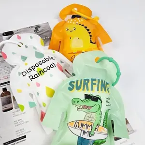 Set of 3 Kids Disposable Raincoats | Waterproof Cute Cartoon Poncho for Travel & School