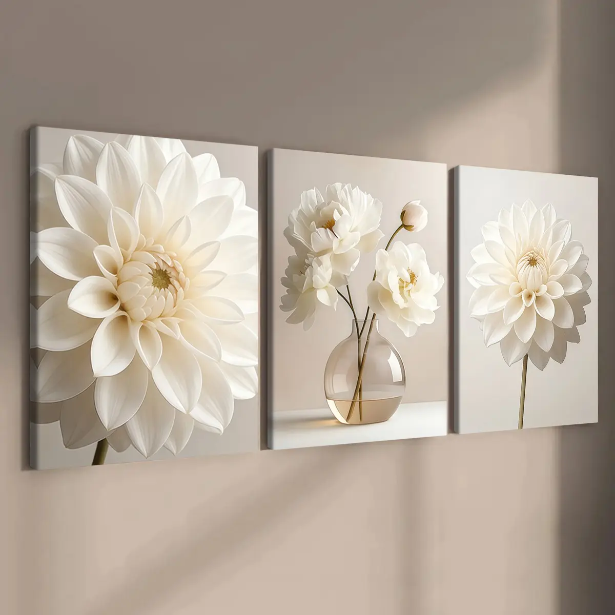 3-count wooden frame canvas, exquisite and beautiful plant posters, floral art decorations, family posters, modern living room decoration art, suitable for corridor, bedroom walls, waterproof art, Decorative Wall Art, Flower Wall Art, Modern Home Decor