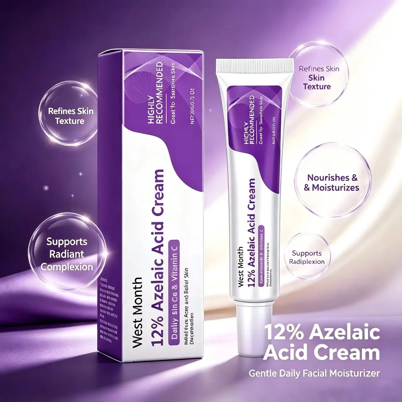 12% Azelaic Acid Face Cream, Niacinamide and Vitamin C Complex Face Moisturizer, Gentle Daily Face Cream 20g/0.71oz