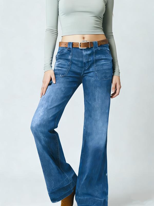 Women's Loose Straight Leg Denim Jeans, Comfortable Casual Style, Perfect for Daily Wear and Outdoor Activities, T-chic