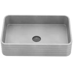 Cadman 21" Fluted Vessel Sink | Concrete Composite, Matte Grey, Above-Counter Install, Scratch & Heat Resistant, Rounded Corners, ADA Compliant