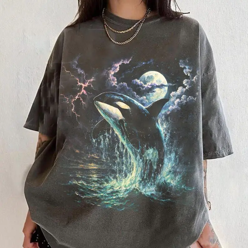Vintage Orca Midnight 90s Graphic T-Shirt, Retro Killer Whale